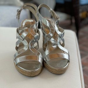 Micheal Kors wedges silver strappy size 10 SO pretty!! Worn 3 times